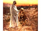 The one of ten healed lepers who returned to give thanks - by William Hole